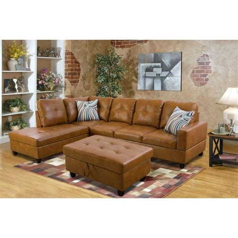 Beverly Fine Furniture 10350 Wide Ginger Faux Leather Sectional With