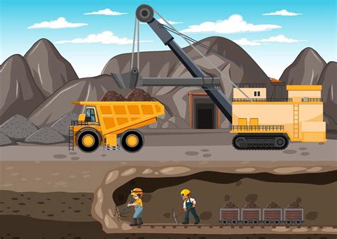 Landscape Of Coal Mining With Underground Scene 2284388 Vector Art At