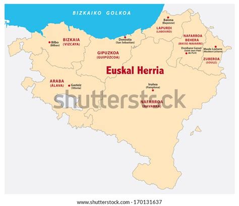 Basque Country Map Stock Vector Royalty Free 170131637 Shutterstock