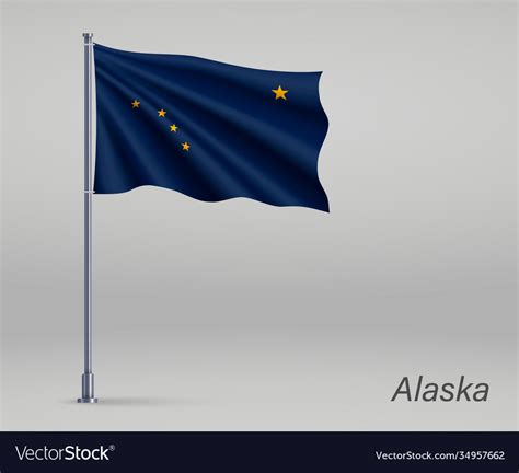 Waving Flag Alaska State United States Vector Image