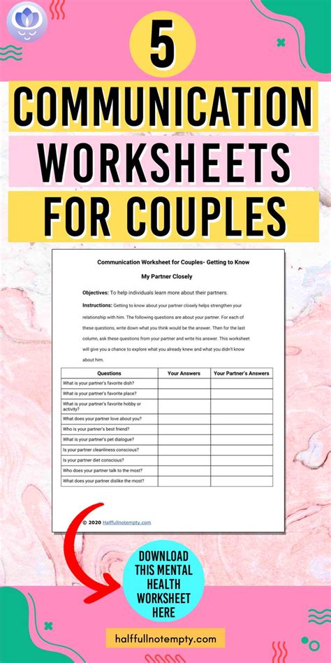 Printable Worksheets For Couples