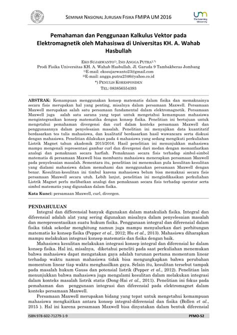PDF Pemahaman Dan Penggunaan Kalkulus Vektor Pada Elektromagnetik