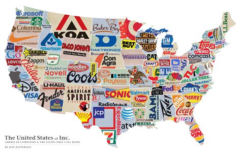 Corporations America United States White Products Labels Text Maps