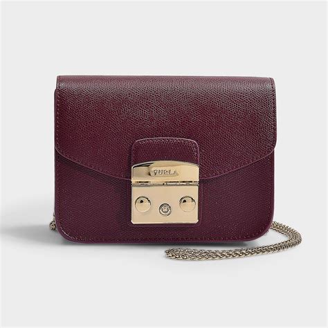 Furla Leather Metropolis Mini Crossbody Bag In Amaranto In Burgundy