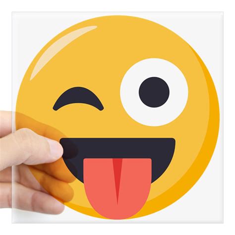 Cafepress Winky Tongue Emoji Square Sticker 3 X 3 Square Sticker 3