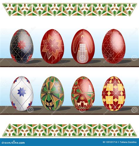 Pysanky Traditional Eastern Europe Decorated With Wax Easter Eggs