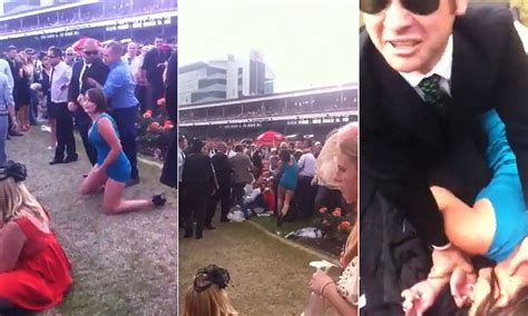 Melbourne Cup 2012 Shocking Video Of Drunk Woman Punching Racegoers