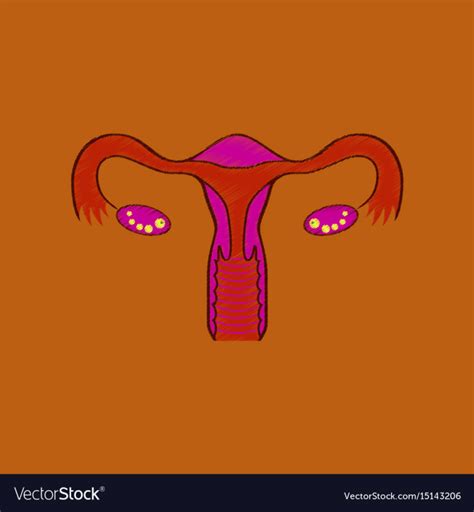 Flat Shading Style Icon Female Reproductive System Vector Image Nohat