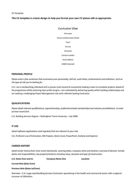 This basic resume template was specifically designed for performers, celebrities, artists and writers to retired and reentering the workforce? Basic Cv Template Best TemplateResume Templates Cover ...