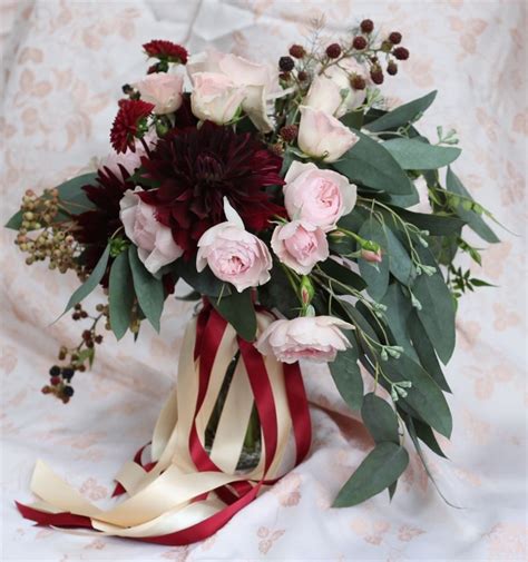 69 amazing backyard wedding ceremony decor ideas. Late summer rose and dark dahlia marsala wedding bouquet ...