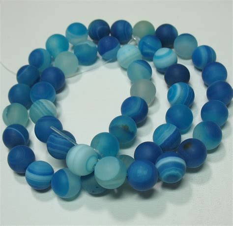 Matte Blue Sardonyx Agate 8mm Smooth Round Beads 15 Strand Spacer