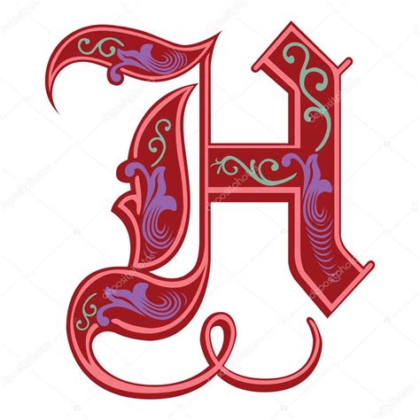 Alphabets Anglais Belle Décoration De Style Gothique Lettre H — Image