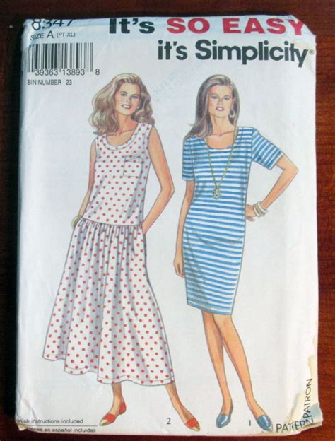 1990s Drop Waist Sundress Sleeveless Dress Sewing Pattern Etsy