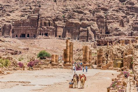 The Hadrien Gate Roman Avenue In Nabatean City Of Petra Jordan Stock