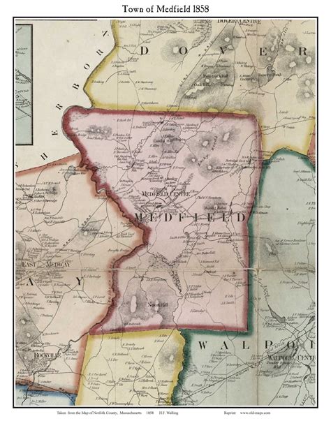 Medfield Massachusetts 1858 Old Town Map Custom Print Norfolk Co