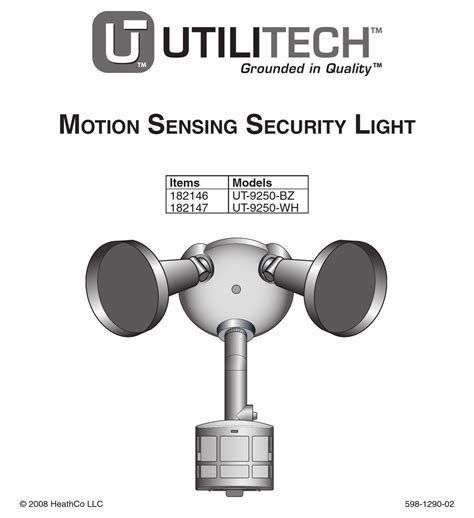 Utilitech Motion Sensing Security Light Ut 9250 Bz Owners Manual Pdf