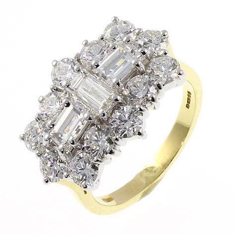18ct Yellow Gold 373ct Baguette Diamond Cluster Ring Jewellery From