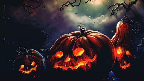 Download 2560x1440 Wallpaper Halloween Pumpkin Scary Night Fantasy