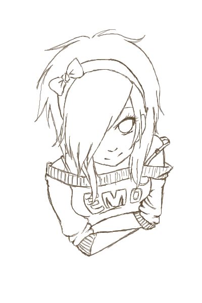 Easy Emo Girl Coloring Pages Coloring Pages