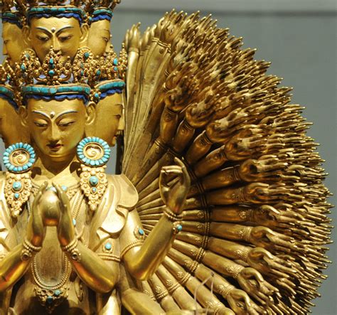 The dance interprets the legend that bodhisattva guan yin (the goddess of compassion and mercy), who has one thousand hands. All-seeing, all-reaching Goddess of Mercy on display