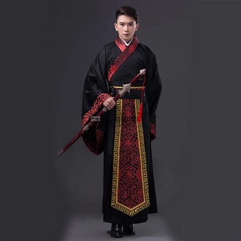 Chinese National Hanfu Black Ancient China Costume Hanfu Men Clothing Traditional National Tang