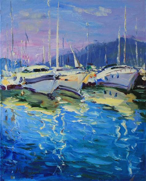 Painting Oil Boat Painting Lake Painting Sailboat Canvas Painting Ocean