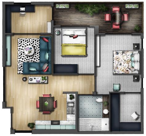 Sketchup Photoshop Floor Plan Render Rendered Floor Plan Rendered Plans Interior Design Plan