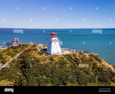 Aerial View Of Lighthouse At Fundys Cape Enrage Fundy Biosphere