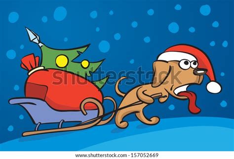 Vector Illustration Cartoon Dog Dragging Christmas Vector De Stock