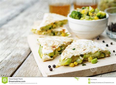 Broccoli Corn Zucchini Quesadilla Stock Image Image Of