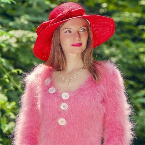 Pink V Neck Fuzzy Mohair Sweater By Supertanya Supertanya