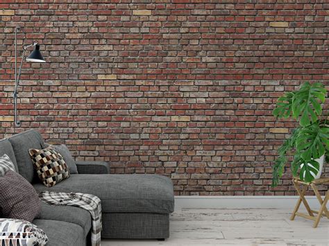 Removable Peel And Stick Wallpaper Red Brick Pattern Etsy Brick