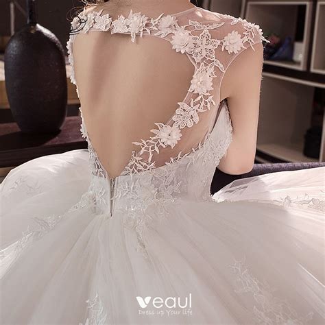 Chic Beautiful Ivory Wedding Dresses 2018 Ball Gown V