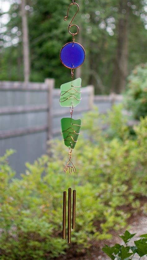 Wind Chime Sea Glass Outdoor Handcrafted Windchimes Extra Long Wind Chimes Art Glass Flowers