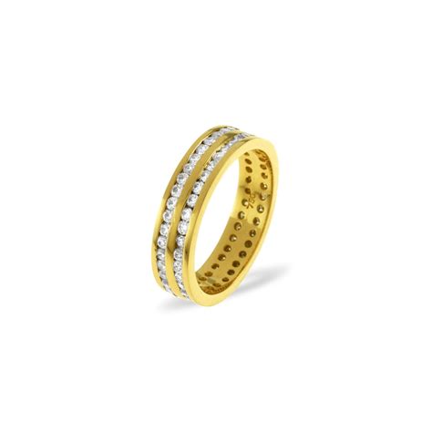 1.00 carat round diamond garland eternity ring , 18k yellow gold uk hallmarked. 18ct Yellow Gold Channel Set 2 Row Full Eternity Ring ...