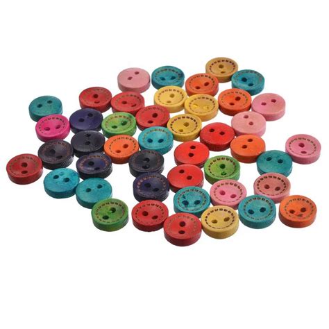 50pcs Mixed Round Wooden Buttons Double Hole Cartoon Buttons Childrens