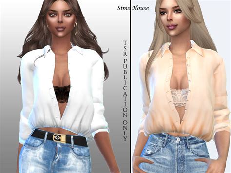 Womens Long Sleeve Unbuttoned Shirt The Sims 4 Catalog