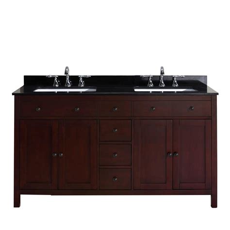 The home depot bath vanity selection is wide and cheap. Pegasus Austen 60 in. Vanity in Dark Cherry with Granite ...