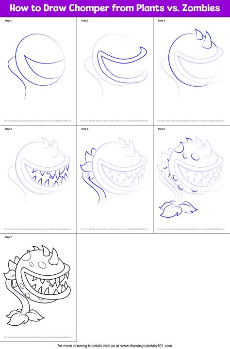 How To Draw Chomper From Plants Vs Zombies Plants Vs Zombies Step