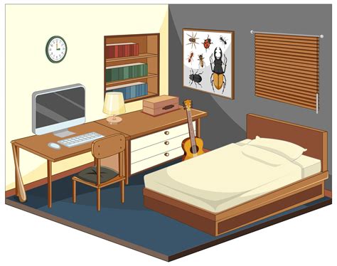 Bedroom With Furnitures Isometric 1520220 Vector Art At Vecteezy