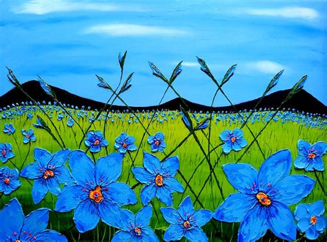 Field Of Blue Flax Flowers 4 Painting By James Dunbar Fine Art America