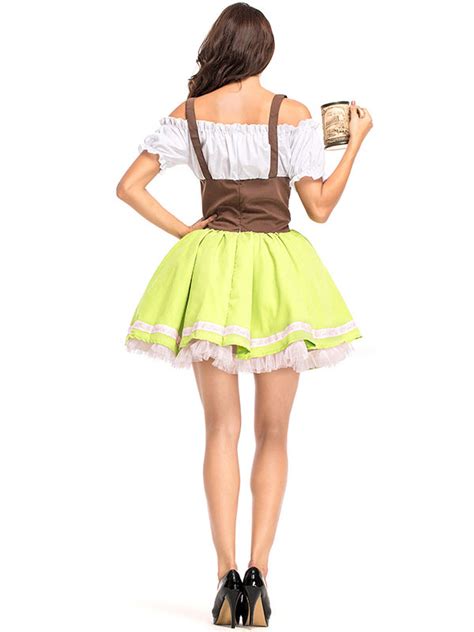 Faschingskostüm Bier Mädchen Kostüm Grasgrün Bänder Kleid Polyester Bier Mädchen Urlaub Kostüme