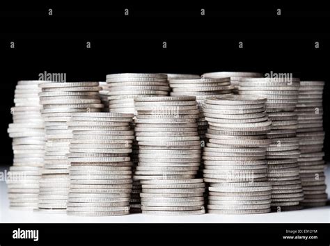 Stacks Of Pure Silver Coins Stock Photo Alamy