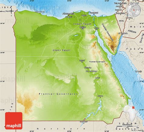 Physical Map Of Egypt Shaded Relief Outside