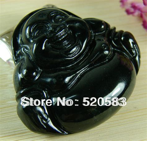 Black Jade Pendant Buddha God Chinese Natural Grade A Jade Jadeite