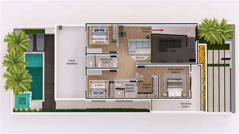 Planta De Sobrado Com 3 Quartos Projetos De Casas Modelos De Casas E