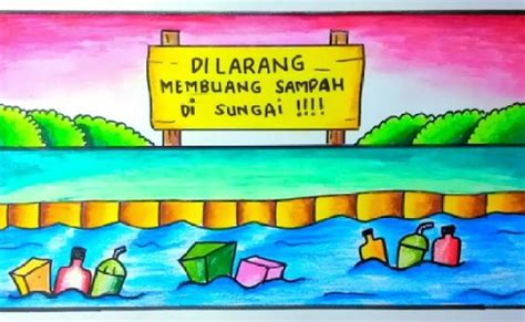 Tutorial Menggambar Poster Jangan Buang Sampah Di Sungai I Seri