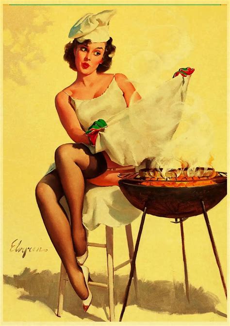 World War Ii Sexy Pin Up Girl Retro Poster Kraft Paper Printed Painting