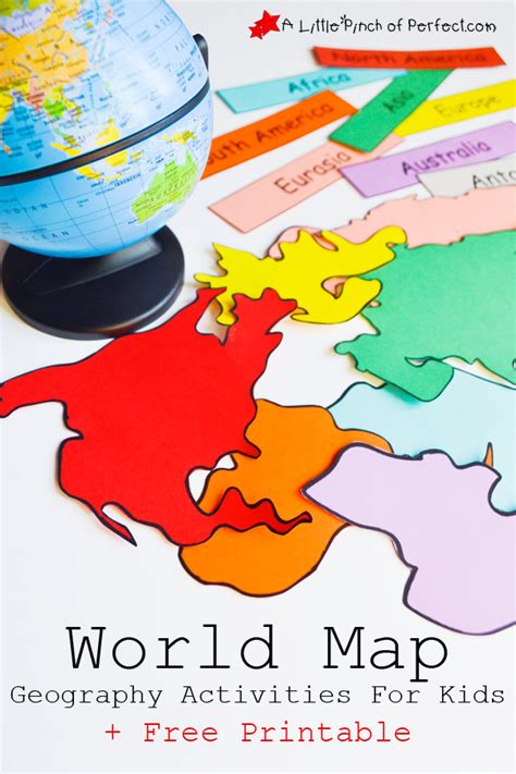 Learn about geography landforms map with free interactive flashcards. World Map Geography Activities For Kids + Free Printable | A Little Pinch of Perfect
