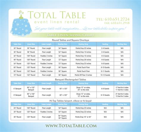 See our tablecloth size chart below to determine your correct tablecloth size. Find your tablecloth size right here!